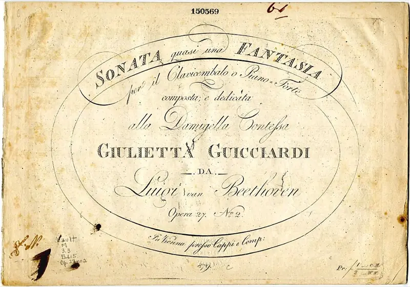 Moonlight Sonata — First edition title page, Gio. Cappi, 1802